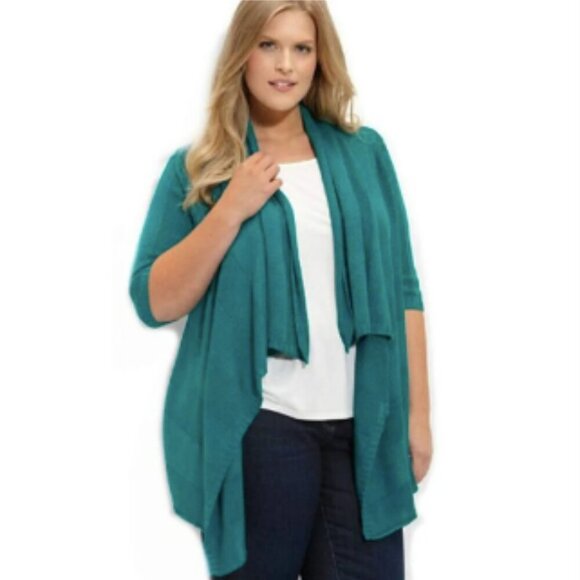 Eileen Fisher Silk Linen Melange Waterfall Cardigan Draped - Picture 3 of 7